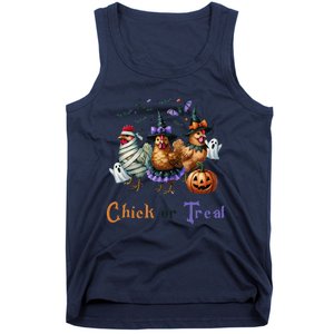 Halloween Chick Or Treat Pumpkins Chickens Farmer Funny Tank Top