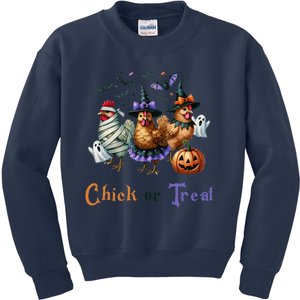 Halloween Chick Or Treat Pumpkins Chickens Farmer Funny Kids Sweatshirt