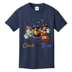 Halloween Chick Or Treat Pumpkins Chickens Farmer Funny Kids T-Shirt