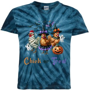 Halloween Chick Or Treat Pumpkins Chickens Farmer Funny Kids Tie-Dye T-Shirt