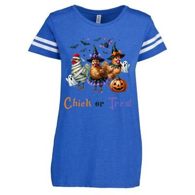 Halloween Chick Or Treat Pumpkins Chickens Farmer Funny Enza Ladies Jersey Football T-Shirt