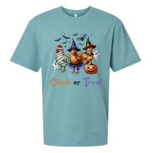 Halloween Chick Or Treat Pumpkins Chickens Farmer Funny Sueded Cloud Jersey T-Shirt