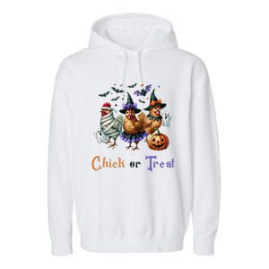 Halloween Chick Or Treat Pumpkins Chickens Farmer Funny Garment-Dyed Fleece Hoodie