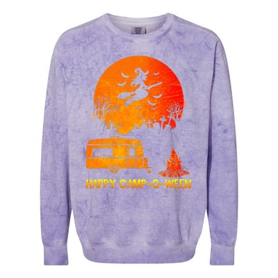 Happy Camp O Ween Funny Halloween Camping Colorblast Crewneck Sweatshirt