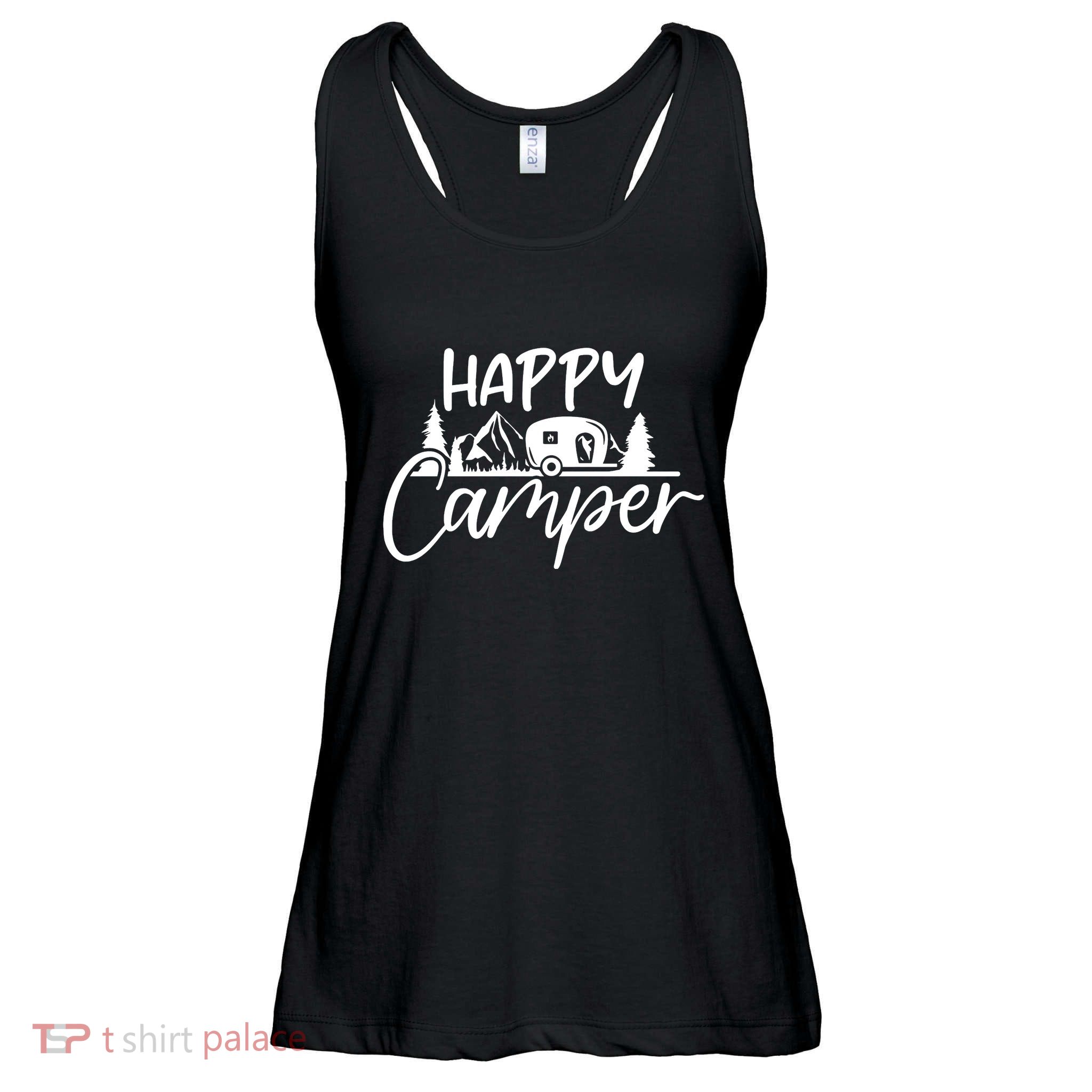 Happy Camper Outdoors Nature Ladies Essential Flowy Tank
