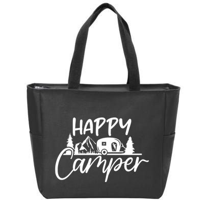 Happy Camper Outdoors Nature Zip Tote Bag