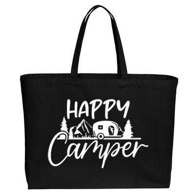 Happy Camper Outdoors Nature Cotton Canvas Jumbo Tote