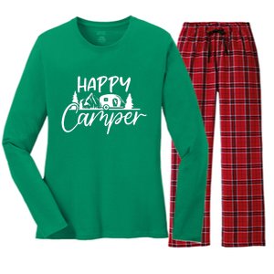 Happy Camper Outdoors Nature Women's Long Sleeve Flannel Pajama Set 