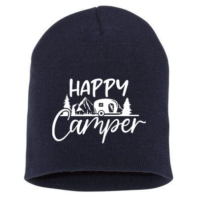 Happy Camper Outdoors Nature Short Acrylic Beanie