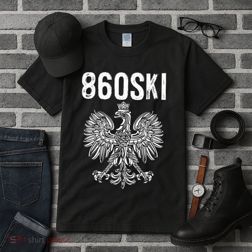 Hartford Connecticut Polish Eagle Flag Pride 860 Area Code Tall T-Shirt