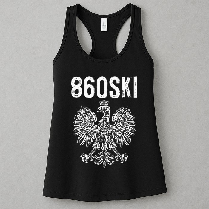 Hartford Connecticut Polish Eagle Flag Pride 860 Area Code Womens Tank Top