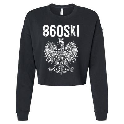 Hartford Connecticut Polish Eagle Flag Pride 860 Area Code Cropped Pullover Crew