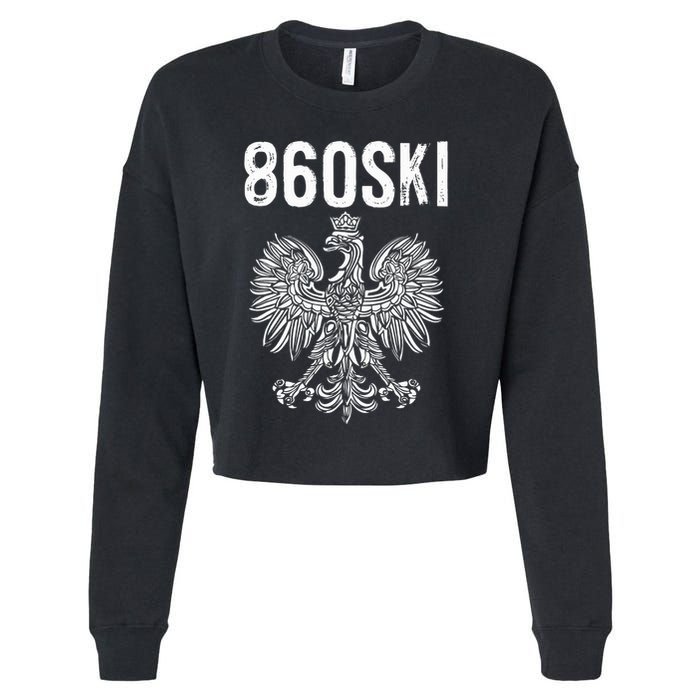 Hartford Connecticut Polish Eagle Flag Pride 860 Area Code Cropped Pullover Crew