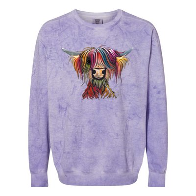 Highland Cow Print Animal Print ' Oliver ' Gift Colorblast Crewneck Sweatshirt