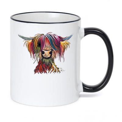 Highland Cow Print Animal Print ' Oliver ' Gift 11oz Black Color Changing Mug