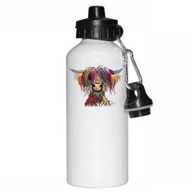 Highland Cow Print Animal Print ' Oliver ' Gift Aluminum Water Bottle 