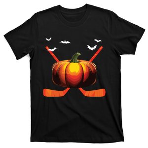 Hockey Costume Player Fan Halloween Carved Pumpkin Face T-Shirt