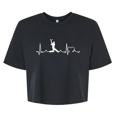 Heartbeat Cricket Player Cricketer Bowler Pitch Bella+Canvas Jersey Crop Tee