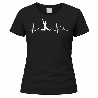 Heartbeat Cricket Player Cricketer Bowler Pitch Women's T-Shirt