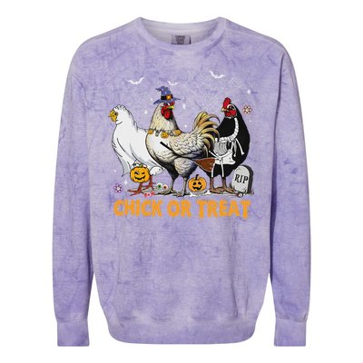 Halloween Chicken Pumpkin Chick Or Treat Spooky Season Colorblast Crewneck Sweatshirt