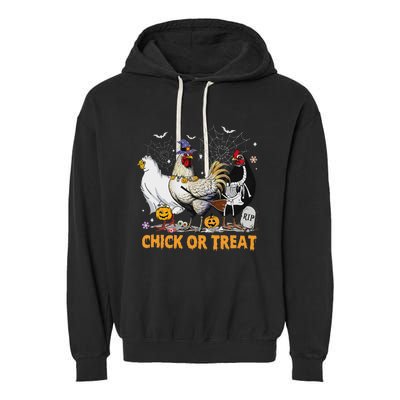 Halloween Chicken Pumpkin Chick Or Treat Spooky Season Garment-Dyed Fleece Hoodie