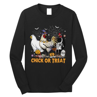 Halloween Chicken Pumpkin Chick Or Treat Spooky Season Long Sleeve Shirt