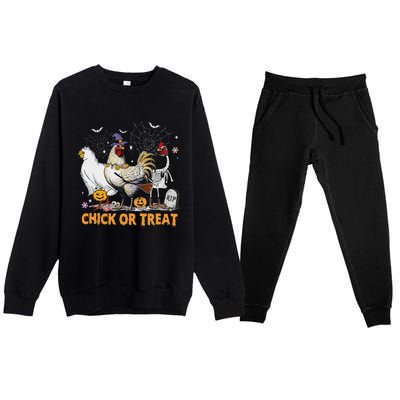 Halloween Chicken Pumpkin Chick Or Treat Spooky Season Premium Crewneck Sweatsuit Set