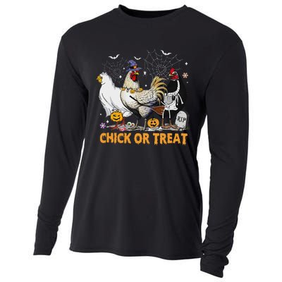 Halloween Chicken Pumpkin Chick Or Treat Spooky Season Cooling Performance Long Sleeve Crew