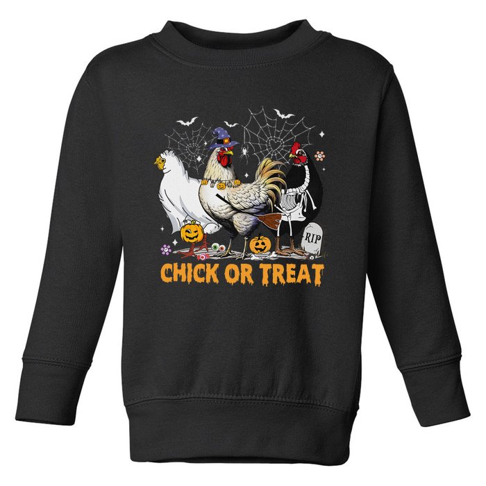 Halloween Chicken Pumpkin Chick Or Treat Spooky Season Toddler Sweatshirt