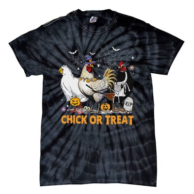 Halloween Chicken Pumpkin Chick Or Treat Spooky Season Tie-Dye T-Shirt