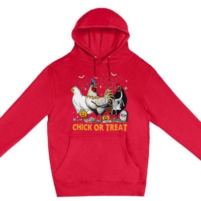 Halloween Chicken Pumpkin Chick Or Treat Spooky Season Premium Pullover Hoodie