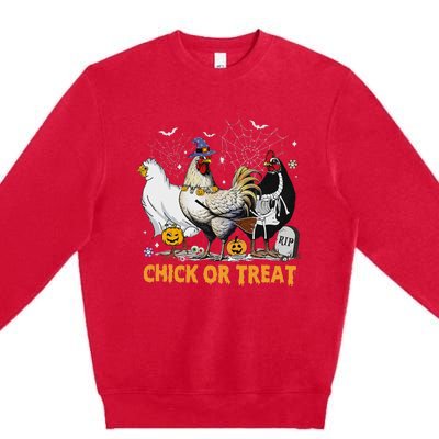 Halloween Chicken Pumpkin Chick Or Treat Spooky Season Premium Crewneck Sweatshirt