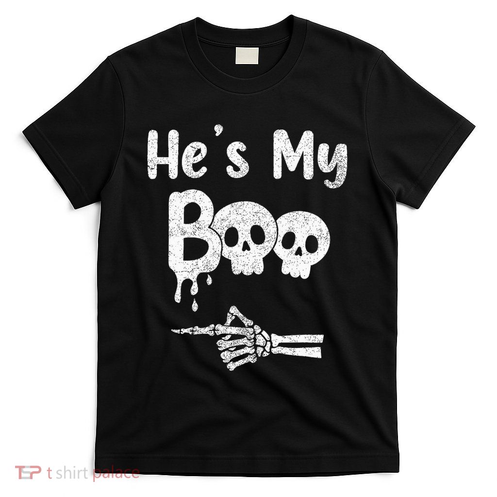 Halloween Couples Pajama Set Spooky Skull Design T-Shirt