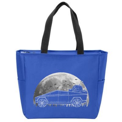 Halloween CyberTrucks Pumpkin Truck EV Electric Car Lover Zip Tote Bag