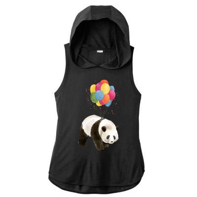 Happy Celebration Panda Balloon Ladies PosiCharge Tri-Blend Wicking Draft Hoodie Tank