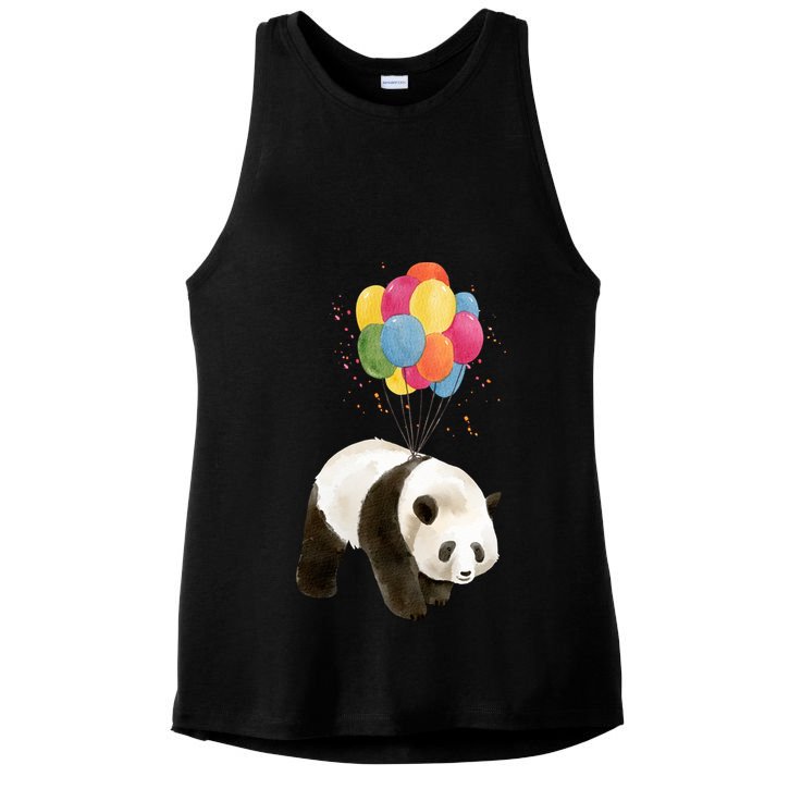 Happy Celebration Panda Balloon Ladies PosiCharge Tri-Blend Wicking Tank