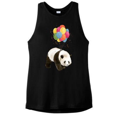 Happy Celebration Panda Balloon Ladies PosiCharge Tri-Blend Wicking Tank