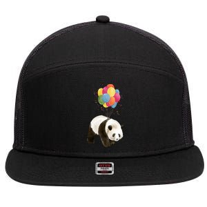 Happy Celebration Panda Balloon 7 Panel Mesh Trucker Snapback Hat