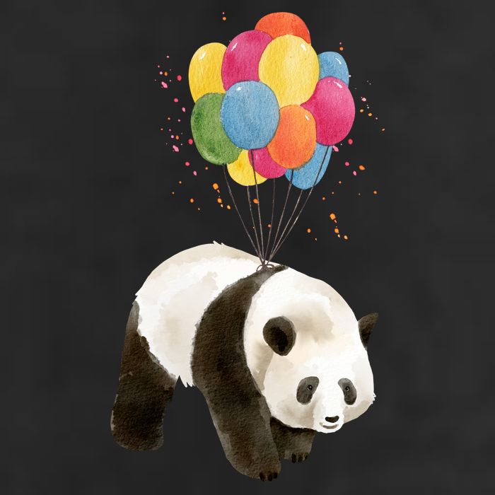 Happy Celebration Panda Balloon 7 Panel Mesh Trucker Snapback Hat