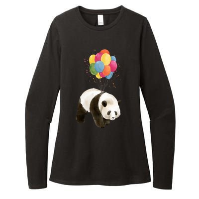 Happy Celebration Panda Balloon Womens CVC Long Sleeve Shirt