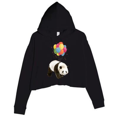 Happy Celebration Panda Balloon Crop Fleece Hoodie