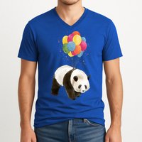 Happy Celebration Panda Balloon V-Neck T-Shirt