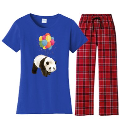 Happy Celebration Panda Balloon Women's Flannel Pajama Set