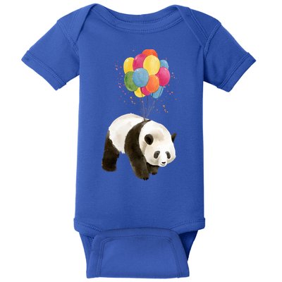 Happy Celebration Panda Balloon Baby Bodysuit