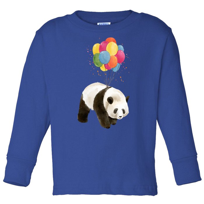 Happy Celebration Panda Balloon Toddler Long Sleeve Shirt