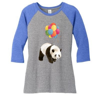 Happy Celebration Panda Balloon Women's Tri-Blend 3/4-Sleeve Raglan Shirt