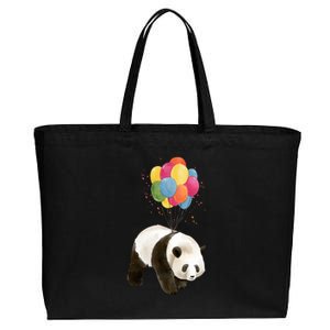 Happy Celebration Panda Balloon Cotton Canvas Jumbo Tote