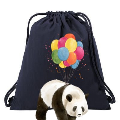 Happy Celebration Panda Balloon Drawstring Bag