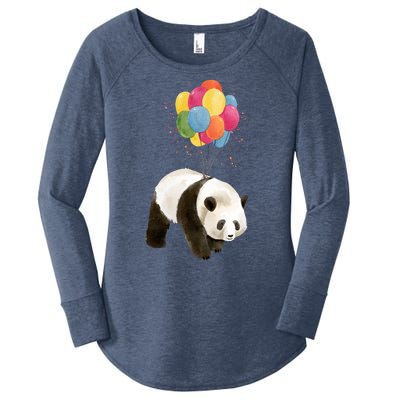 Happy Celebration Panda Balloon Women's Perfect Tri Tunic Long Sleeve Shirt