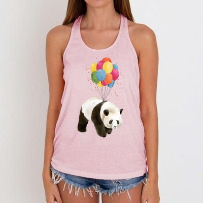 Happy Celebration Panda Balloon Women's Knotted Racerback Tank